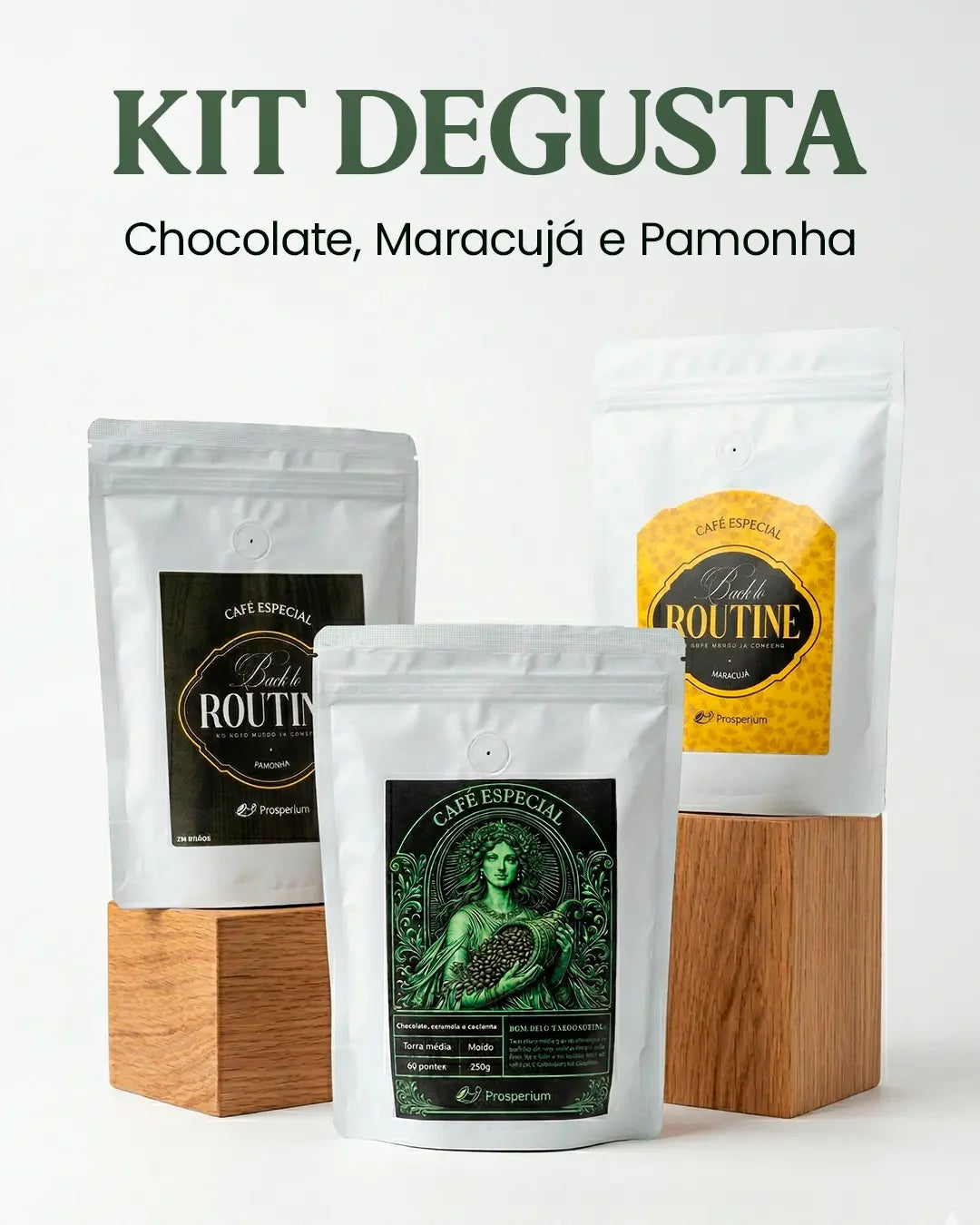 Kit Degusta Café Especial | 3 Pacotes 250g | Chocolate + Maracujá + Pamonha