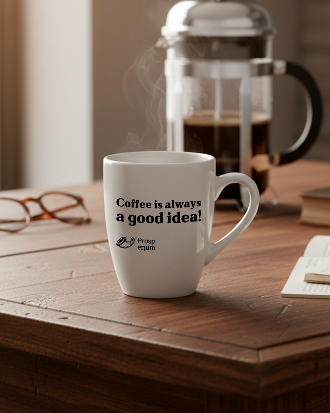 Caneca Prosperium “Coffee is Always a Good Idea” – Edição Black Statement